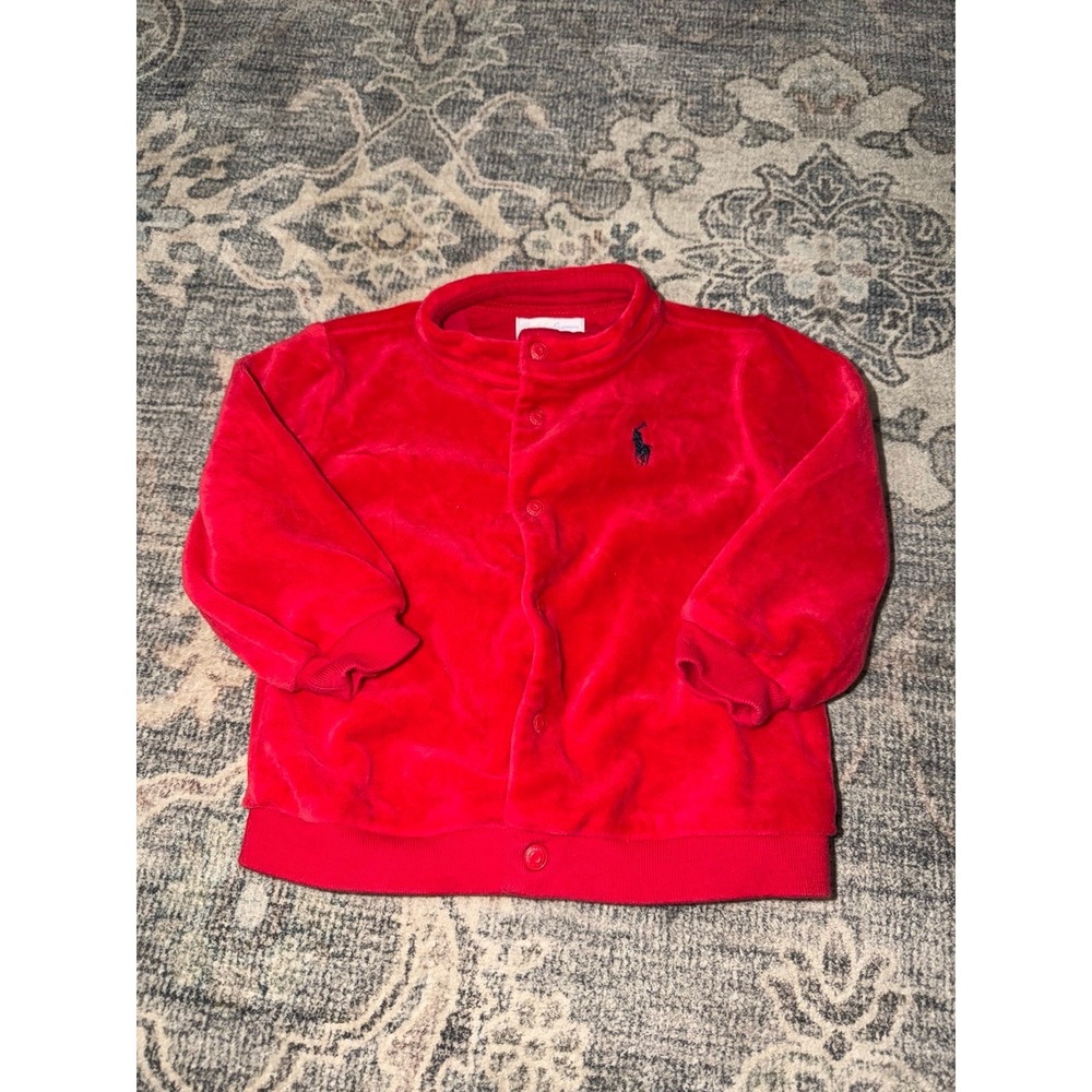 Baby Infant Polo Ralph Lauren Blue Label Velour Red Jacket